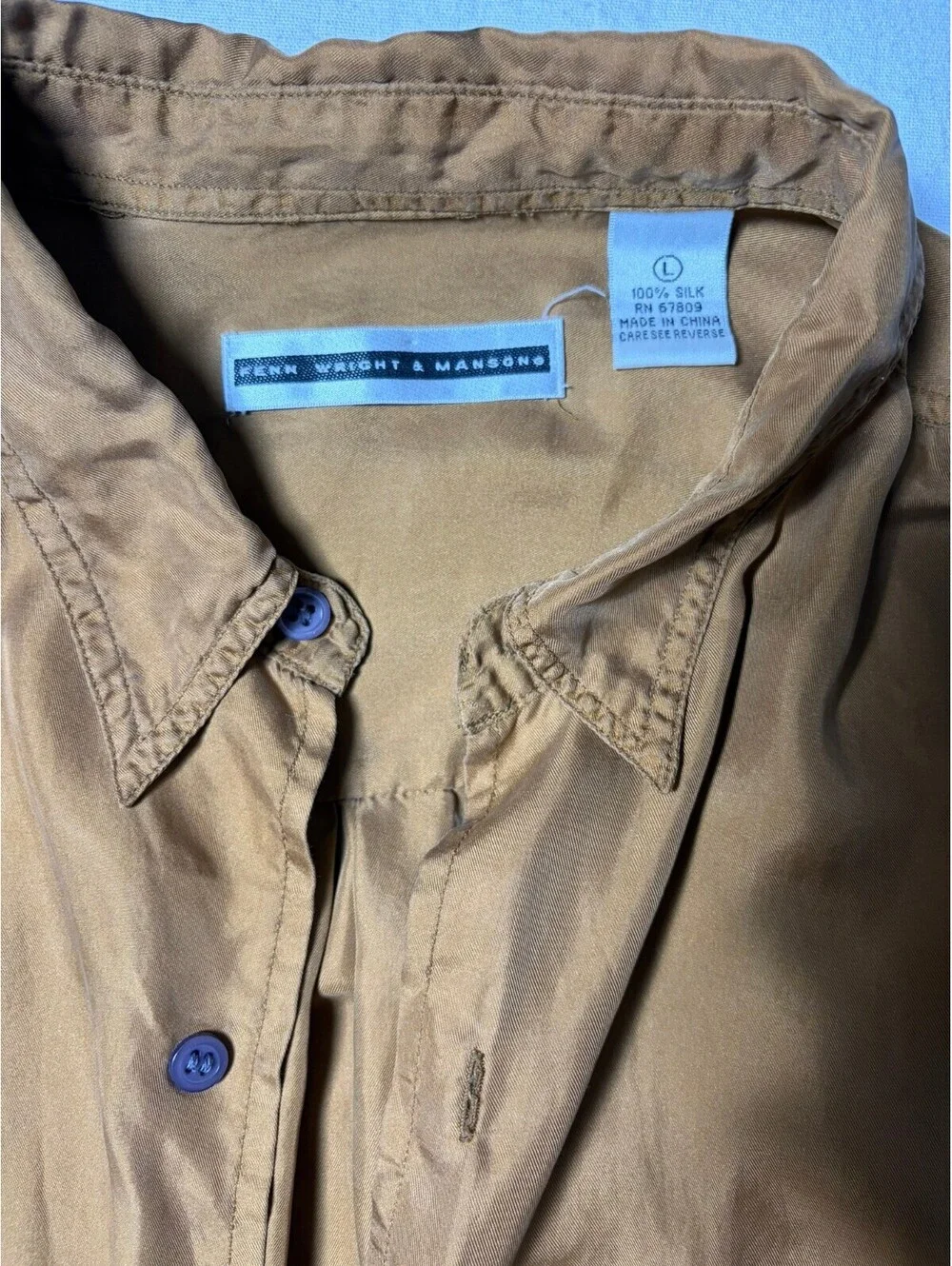 Women's Brown Silk Button Down Shirt